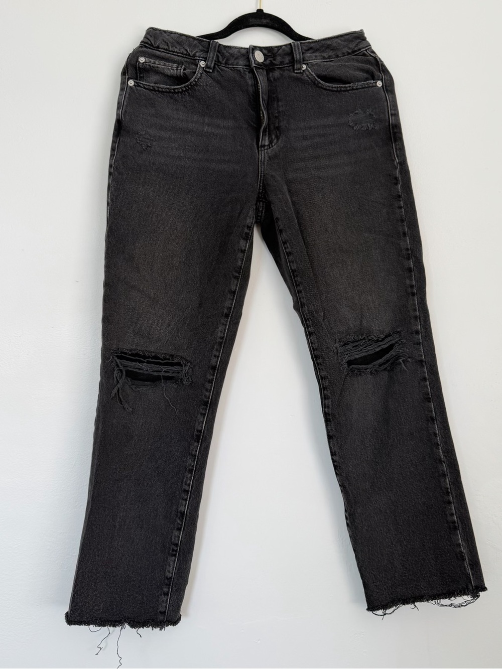 Garage Black Distressed Straight-Leg Jeans